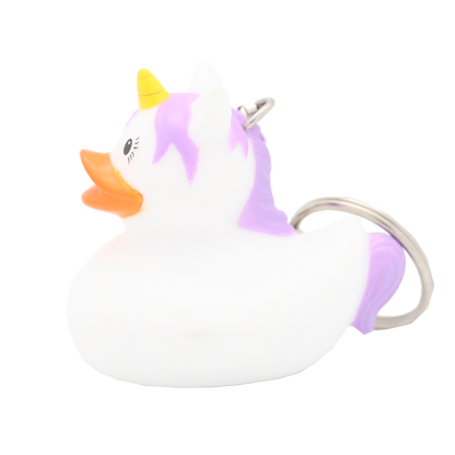 White unicorn duck keychain