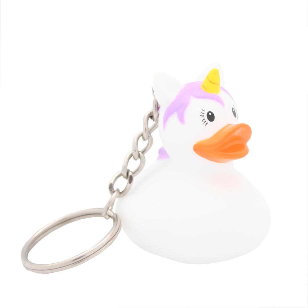 Llavero pato unicornio blanco