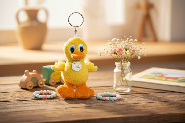 Portachiavi a forma di anatra di peluche
