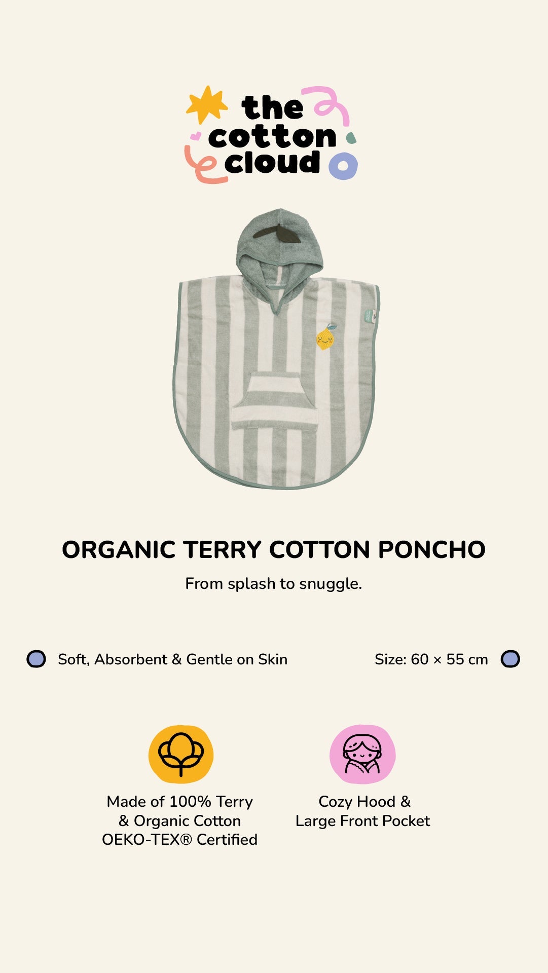 Poncho à capuche Lola Citron