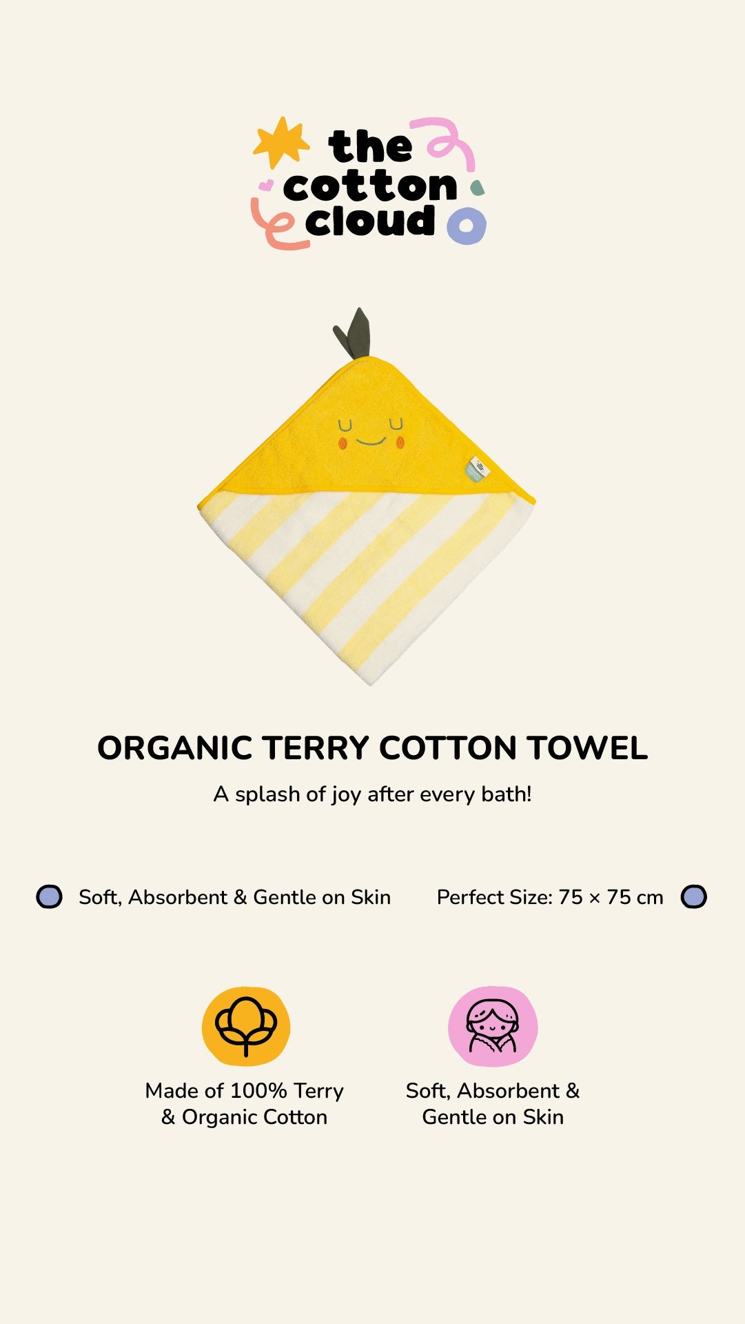 Serviette à capuche Lola Citron