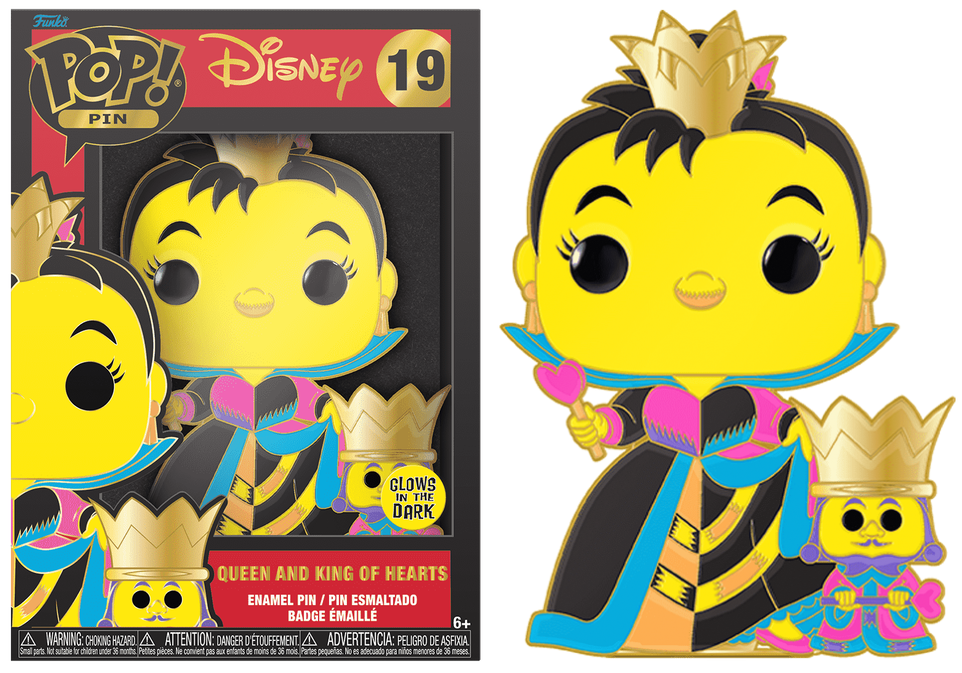 DISNEY Pop Large Enamel Pin N° 19 Reine et Roi de coeur Alice au Pays des Merveilles