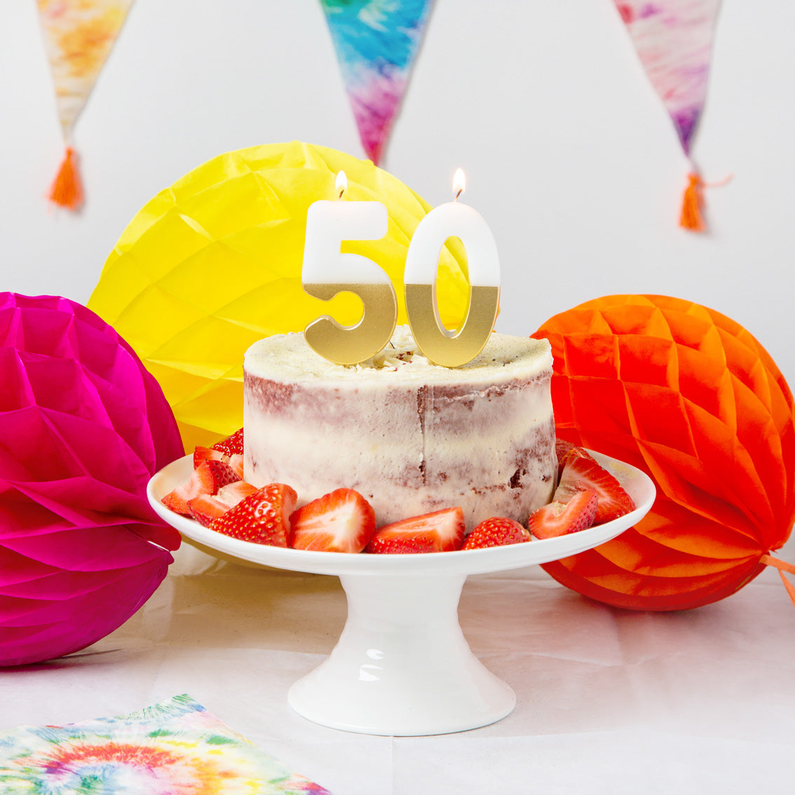 White & Gold Birthday Number Candle - 0