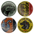 Set of 4 Godzilla printed metal coasters