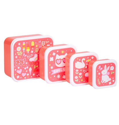 Lot de 4 boîtes repas et goûter - Fun – vue 3 – A Little Lovely Company