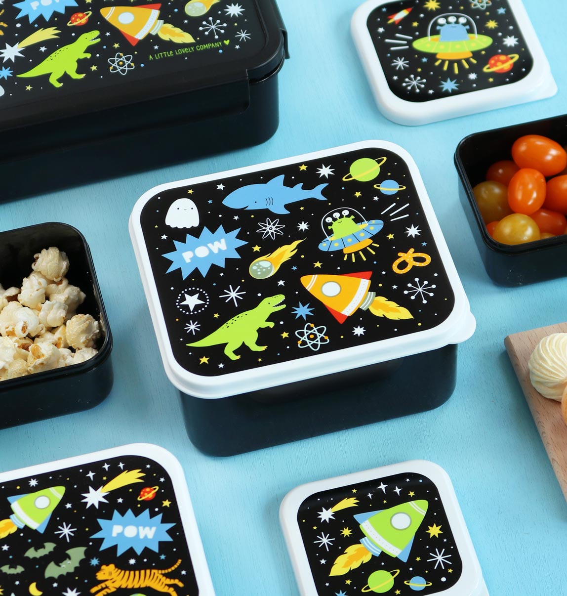 Lot de 4 boîtes repas et goûter - Galaxie
