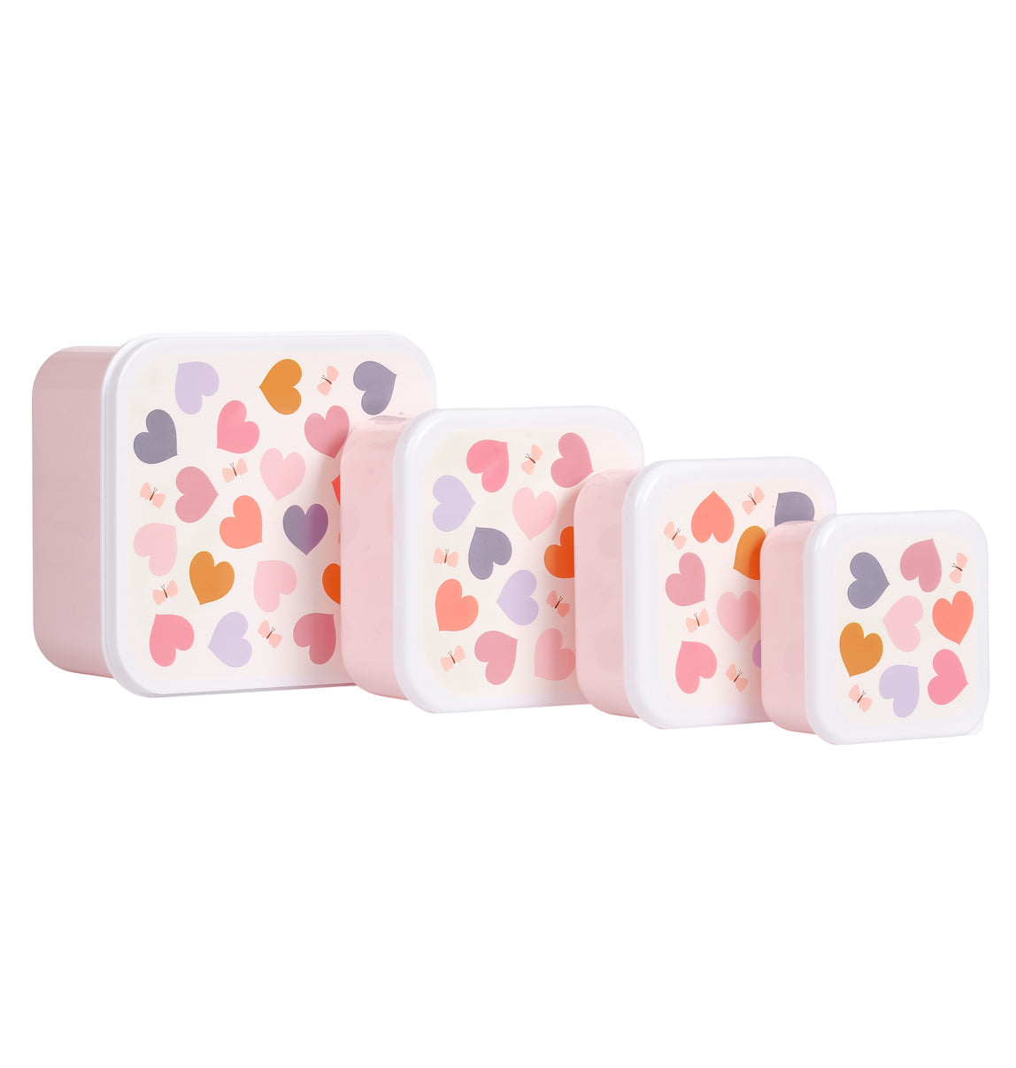 Lot de 4 boîtes repas et goûter - Cœurs – vue 4 – A Little Lovely Company