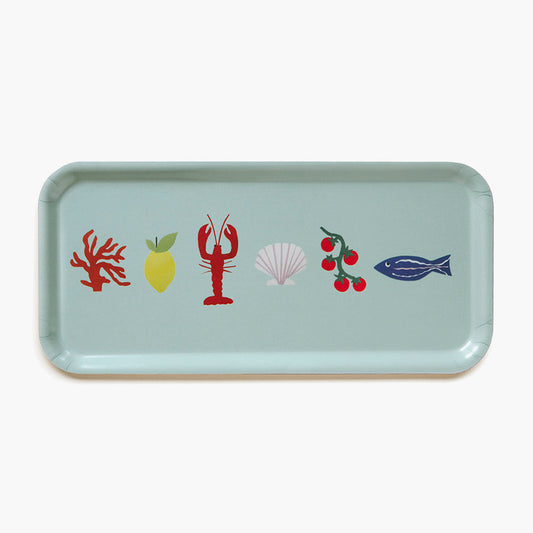 'Seaside Lunch' Rectangular Serving Tray - 32x15 cm - Seafoam