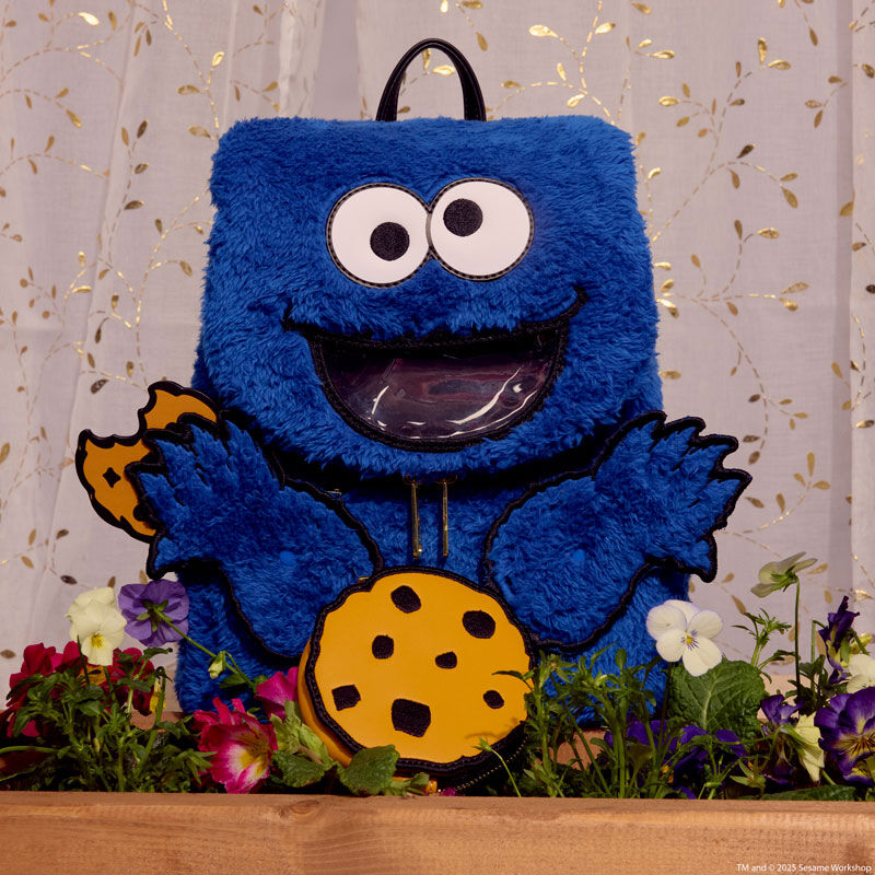 Mini Sac à Dos en Peluche Cookie Monster de Sesame Street avec Porte-monnaie
