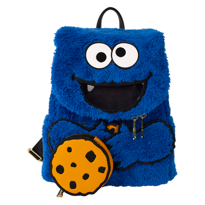 sesame street cookie monster plush cosplay mini backpack with coin bag