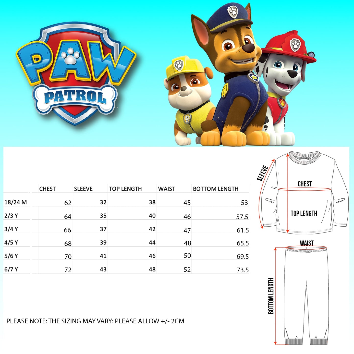 Pat’ Patrouille Pyjama with Letter