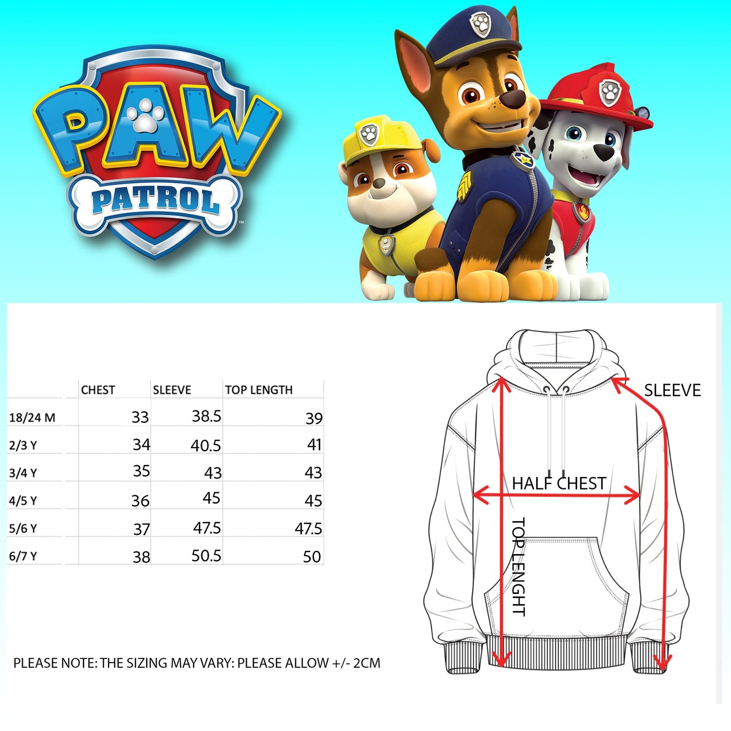 Pat’ Patrouille Sweat à capuche garçon-bleu
