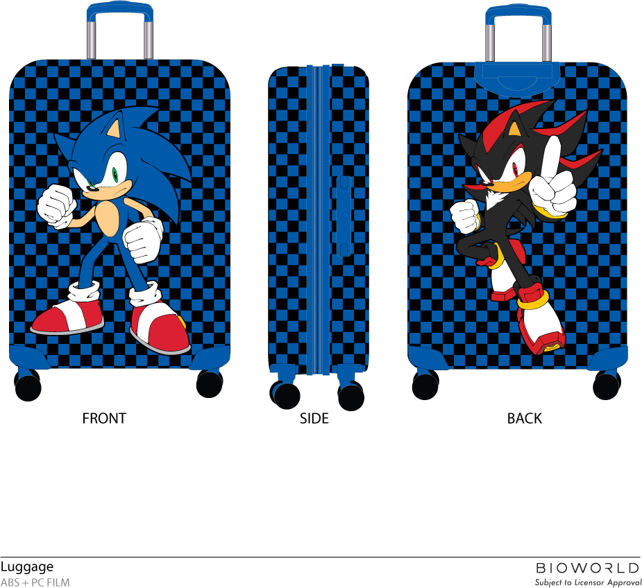 Valise rigide Sonic et Shadow 22 pouces en ABS