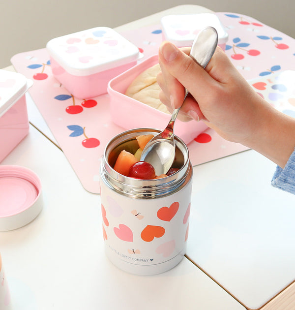 Pot alimentaire isotherme en inox - Cœurs – vue 2 – A Little Lovely Company