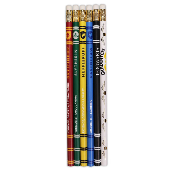 Set van 6 grijze Harry Potter-potloden - Huizen 