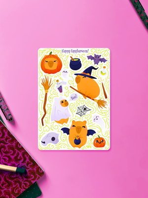 Happy Capybarween! | Hoja de Stickers