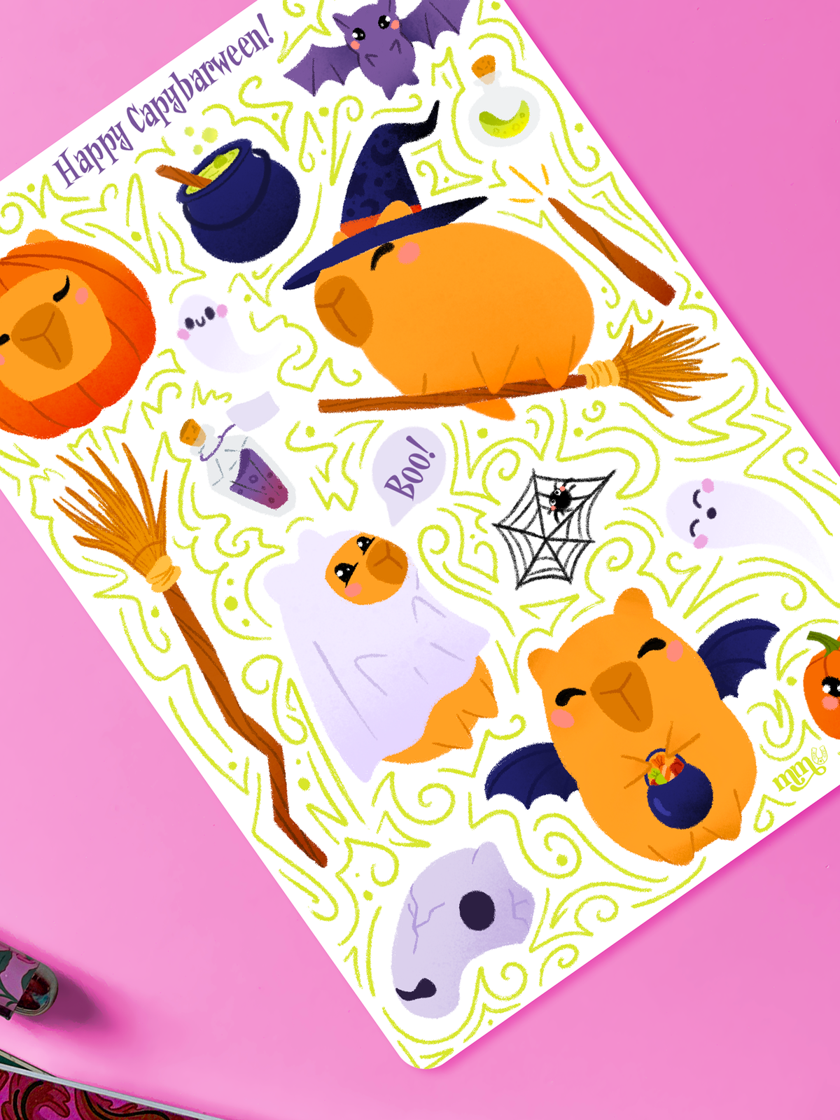 Happy Capybarween! | Stickerbogen