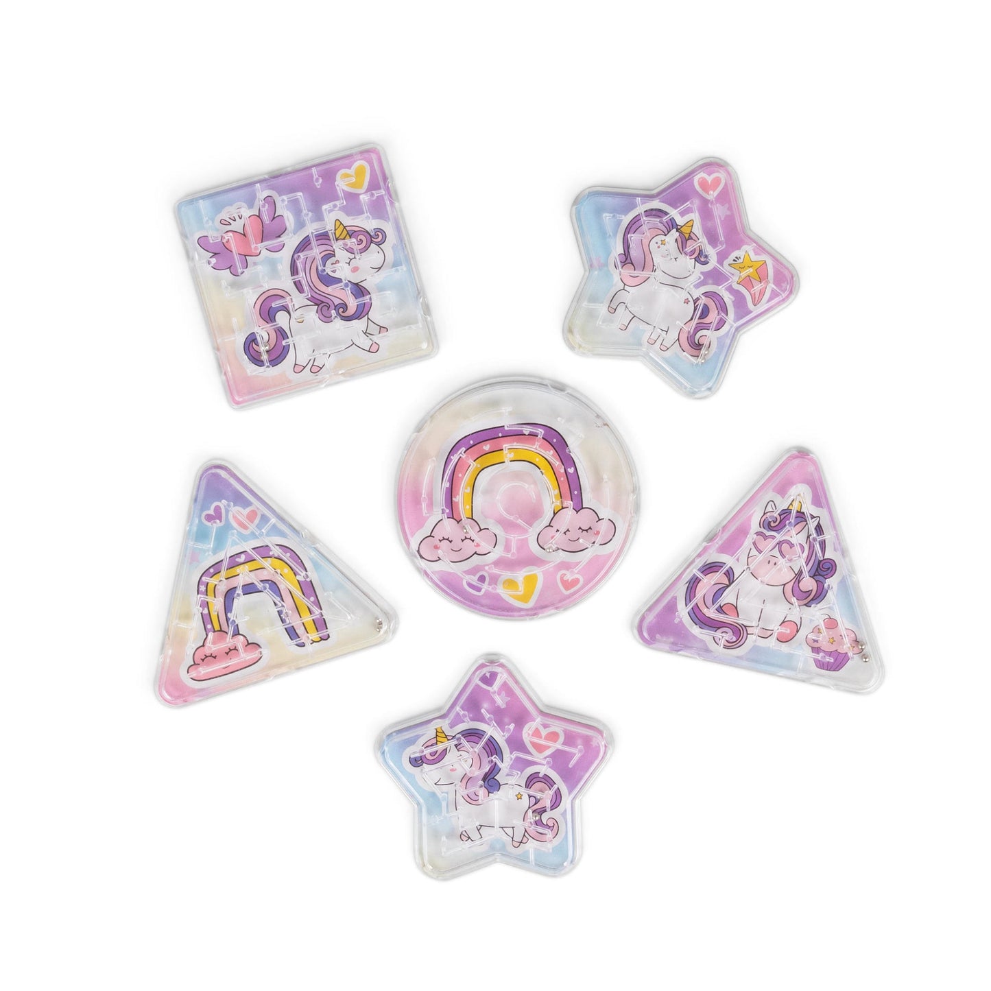 Lot de 6 mini labyrinthes licornes