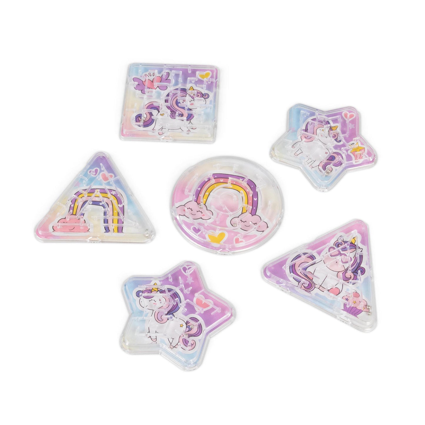 Lot de 6 mini labyrinthes licornes