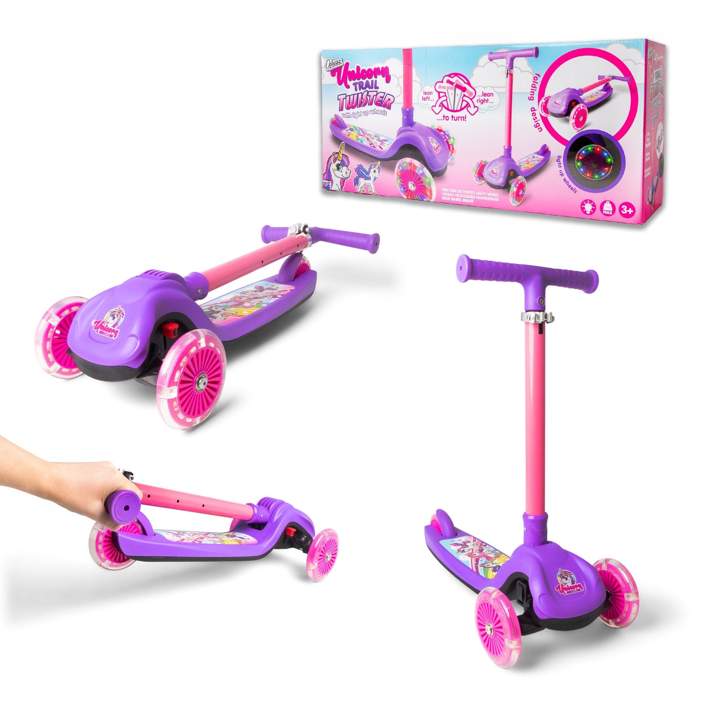 Trottinette lumineuse pliable UNICORN TRAIL TWIST