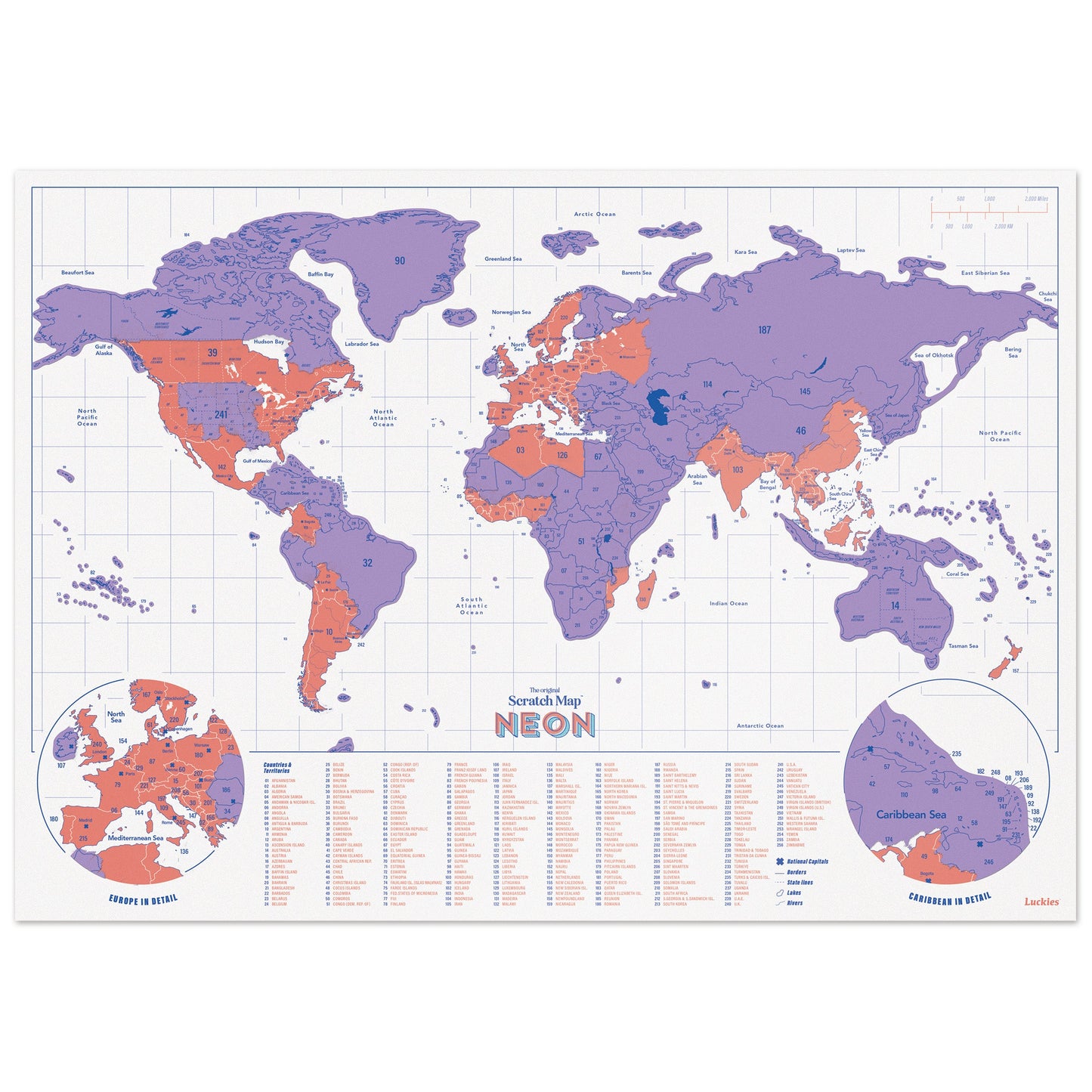 Neon Scratch Map | Purple