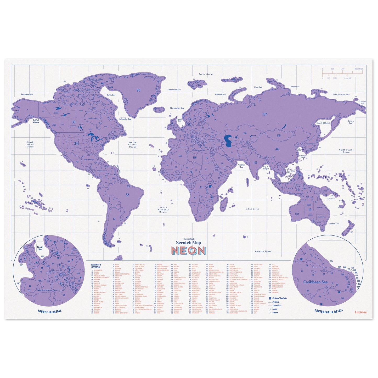 Neon Scratch Map | Purple