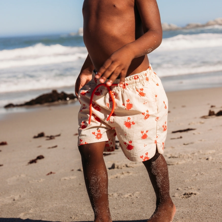 Swim Shorts -  Red/Beige - Crabby