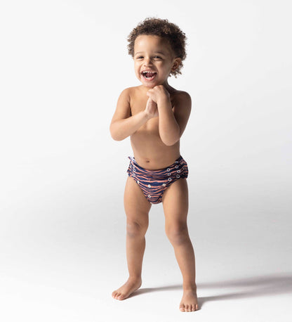Swim Diaper - Blue/Orange - Vibrant Stripes