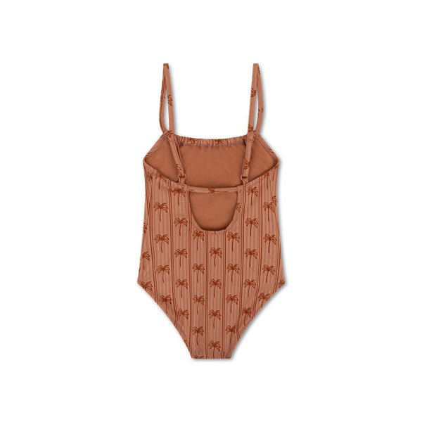 Swimsuit Girls - Brown - Palm Stripe
