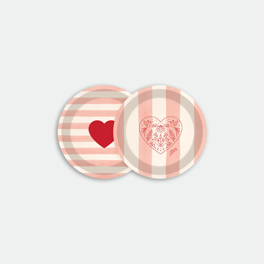 Pink stripes - Coaster duo