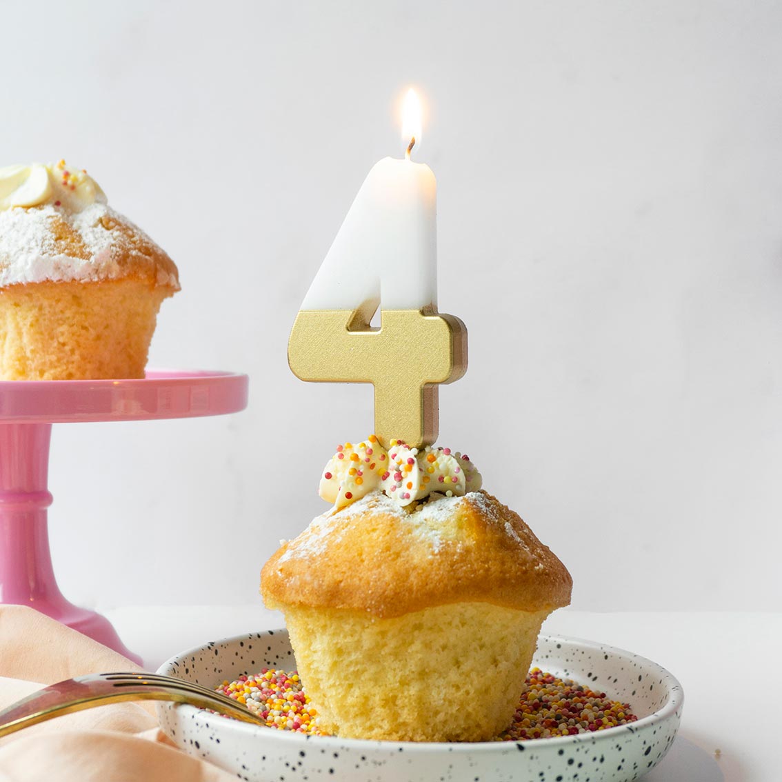 White & Gold Birthday Number Candle - 4