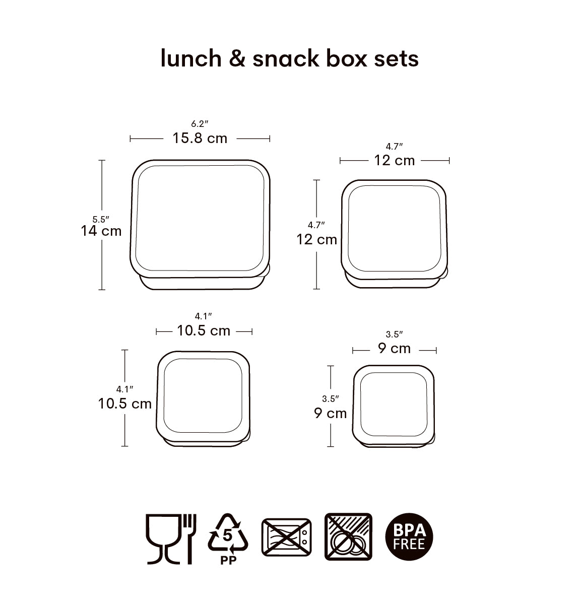 Lot de 4 boîtes repas et goûter - Fun – vue 7 – A Little Lovely Company