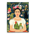 Theedoek Frida Kahlo en haar papegaaien