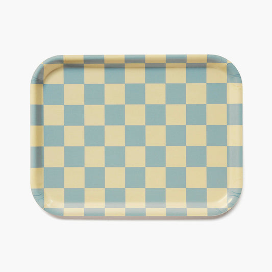 Lemon Seafoam CHECKER Rectangular Serving Tray - 27x20 cm