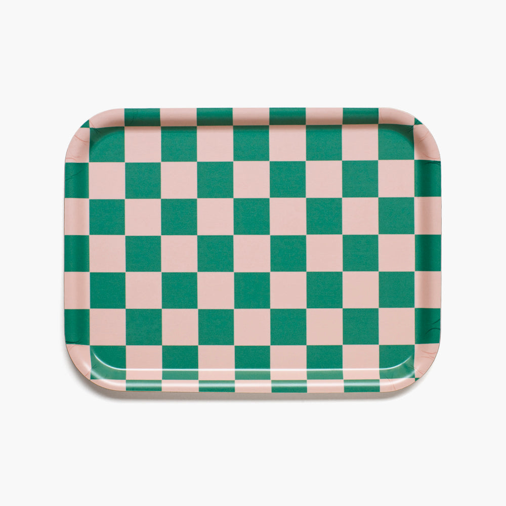 Peach Tulip CHECKER Rectangular Serving Tray - 27x20 cm