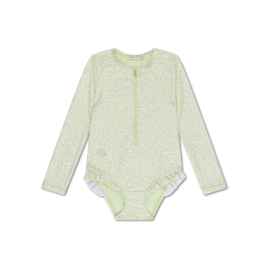 UV Swimsuit Girls With Sleeves - Green - Matcha