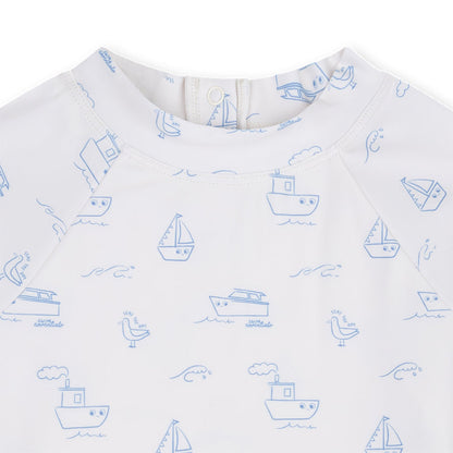 UV Swimming T-Shirt Long Sleeves - Beige/Blue - Seas The Day