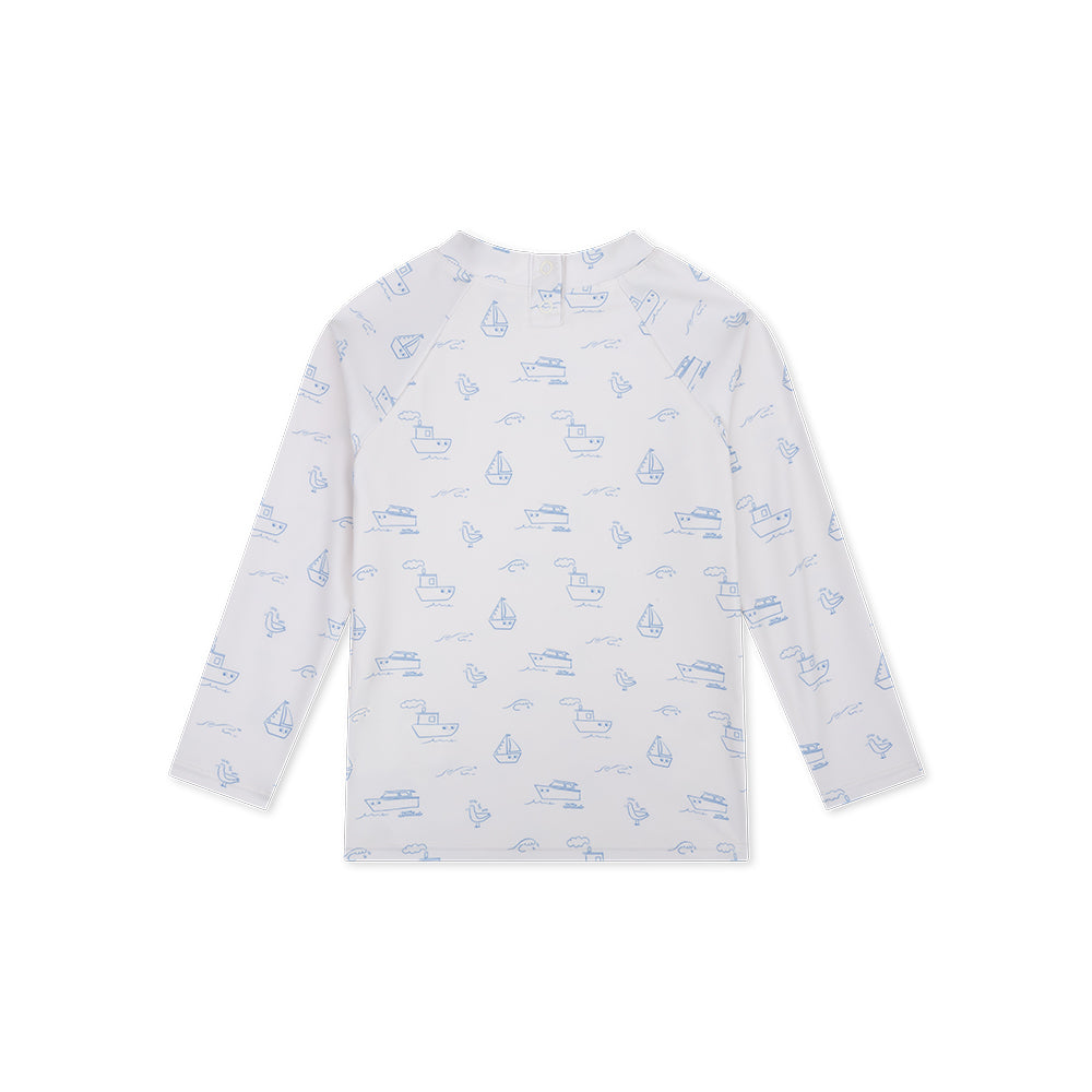 UV Swimming T-Shirt Long Sleeves - Beige/Blue - Seas The Day