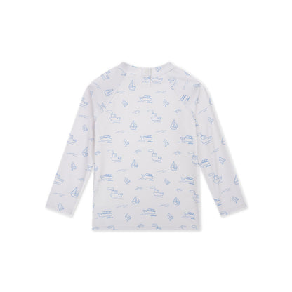 UV Swimming T-Shirt Long Sleeves - Beige/Blue - Seas The Day
