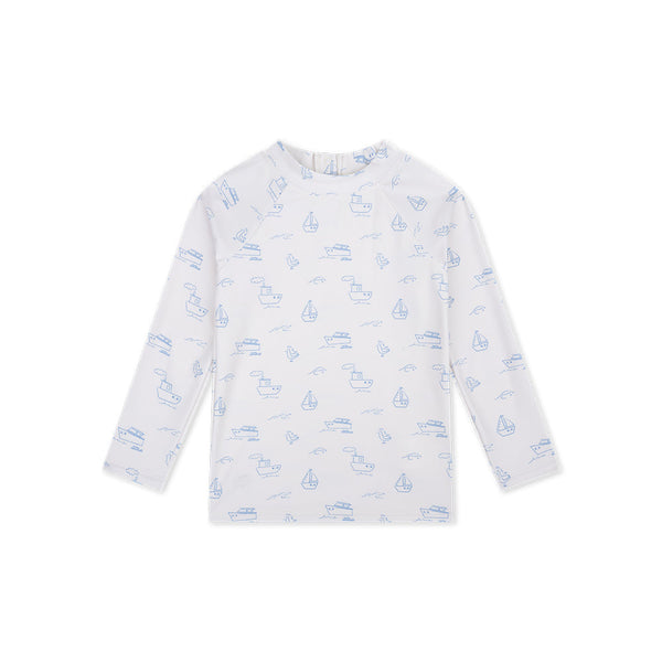 UV Swimming T-Shirt Long Sleeves - Beige/Blue - Seas The Day