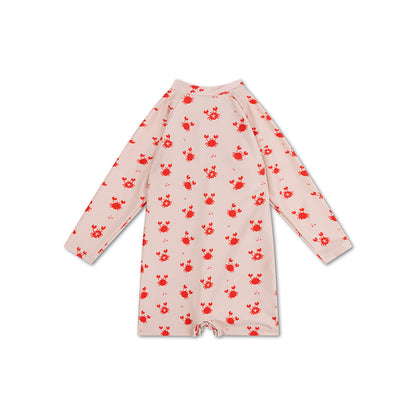 UV Swimsuit Boys- Beige/Red - Crabby