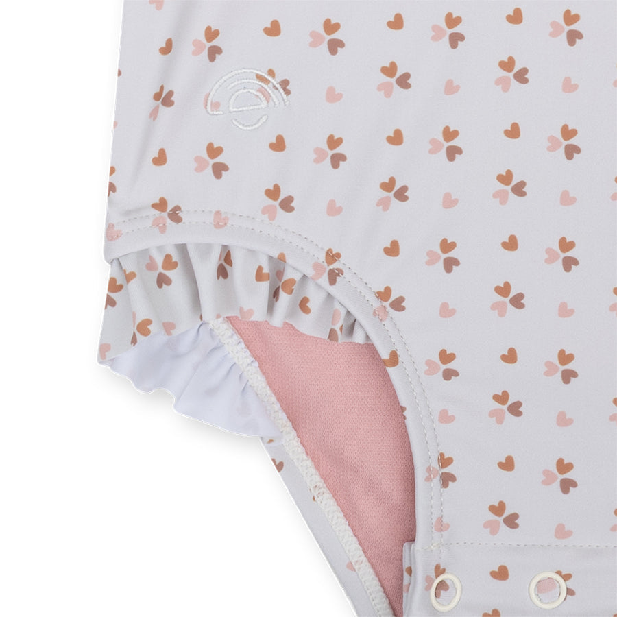 UV Swimsuit Girls With Long Sleeves - Old Pink - Cozy Hearts