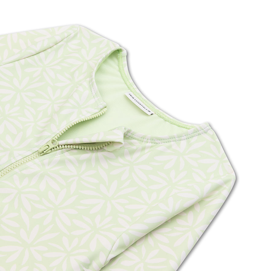 UV Swimsuit Girls With Sleeves - Green - Matcha