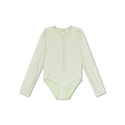 UV Swimsuit Girls With Sleeves - Green - Matcha