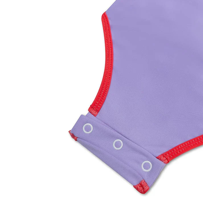 UV Swimsuit Girls With Sleeves - Purple - Pure Tones