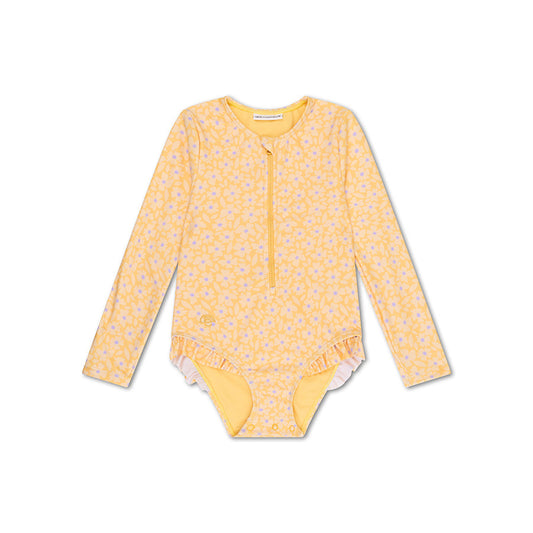 UV Swimsuit Girls With Sleeves -  Yellow - Florish
