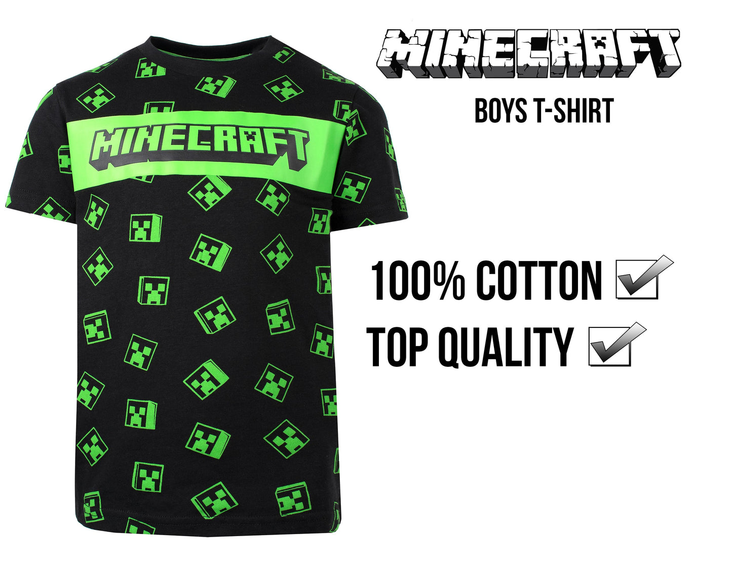 Minecraft Creeper T Shirt – noir