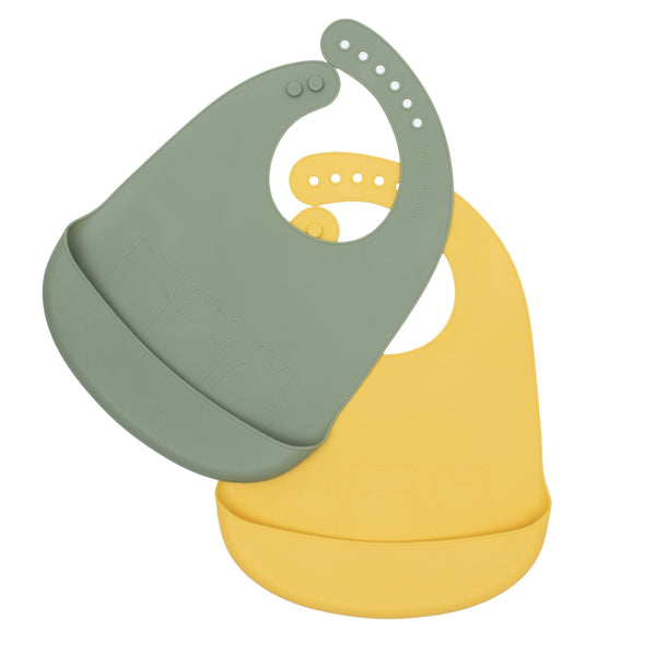 Lot de 2 Bavoirs Sauge & Jaune