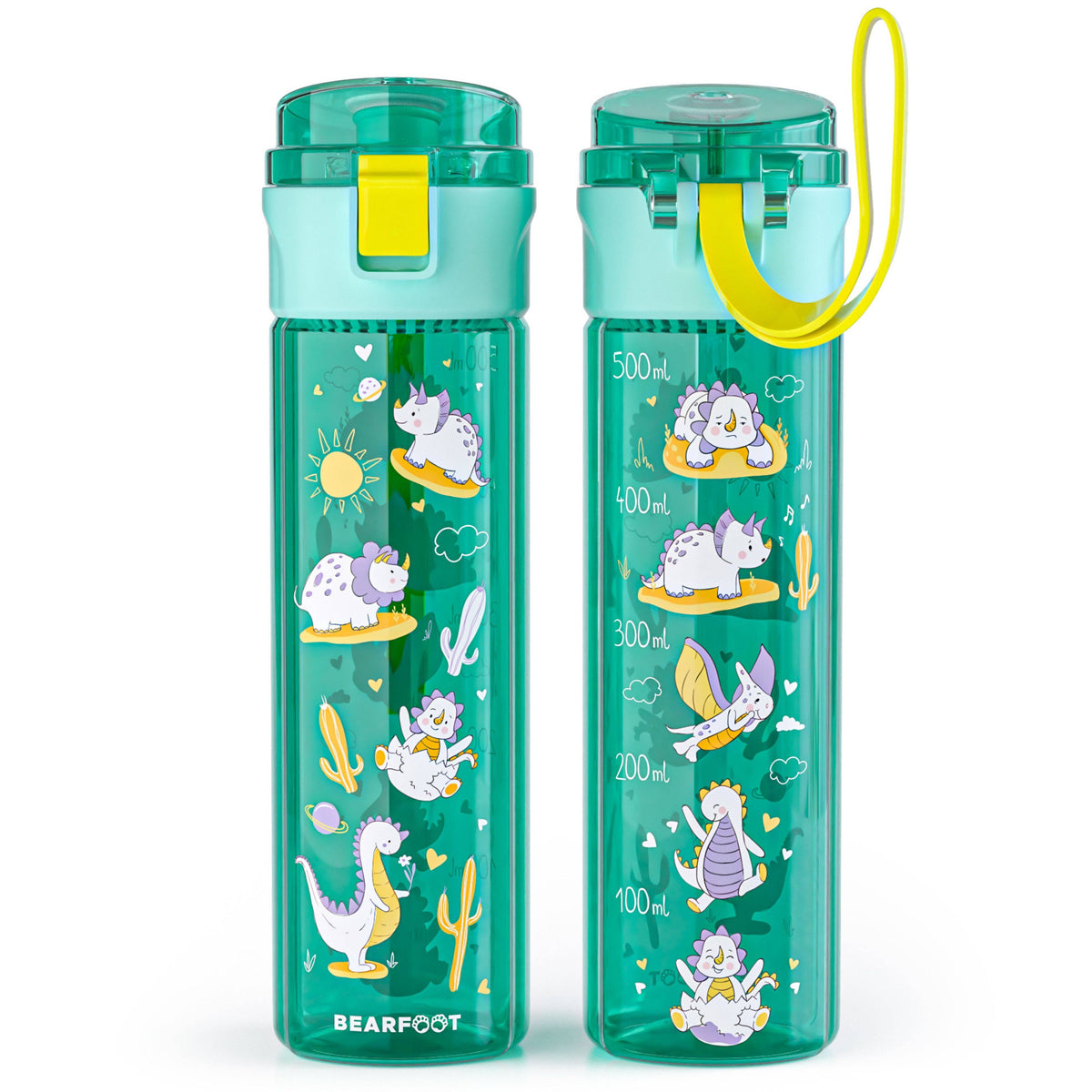 Children's Water Bottle, 500ml, Lightweight - Dinos-mint