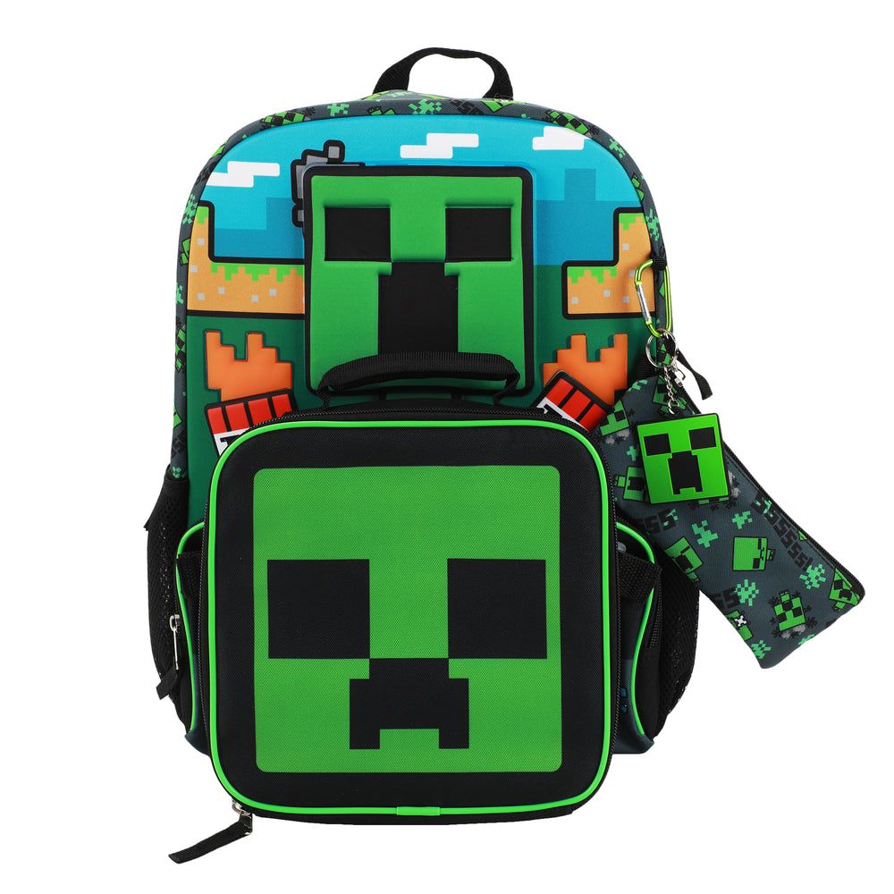 Set sac à dos enfant Minecraft Creeper 5 pièces